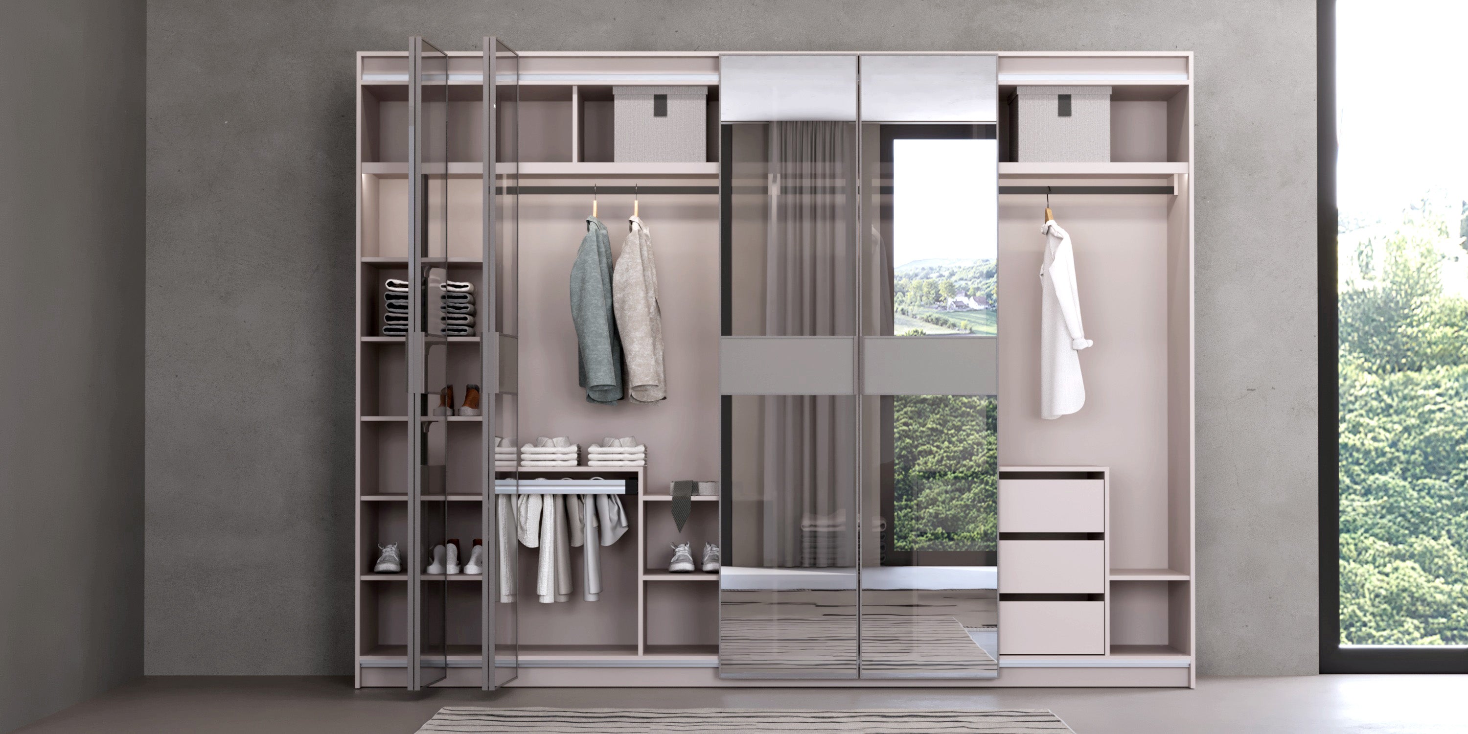 Dulap Savoy Alpin 6 usi, 300 cm