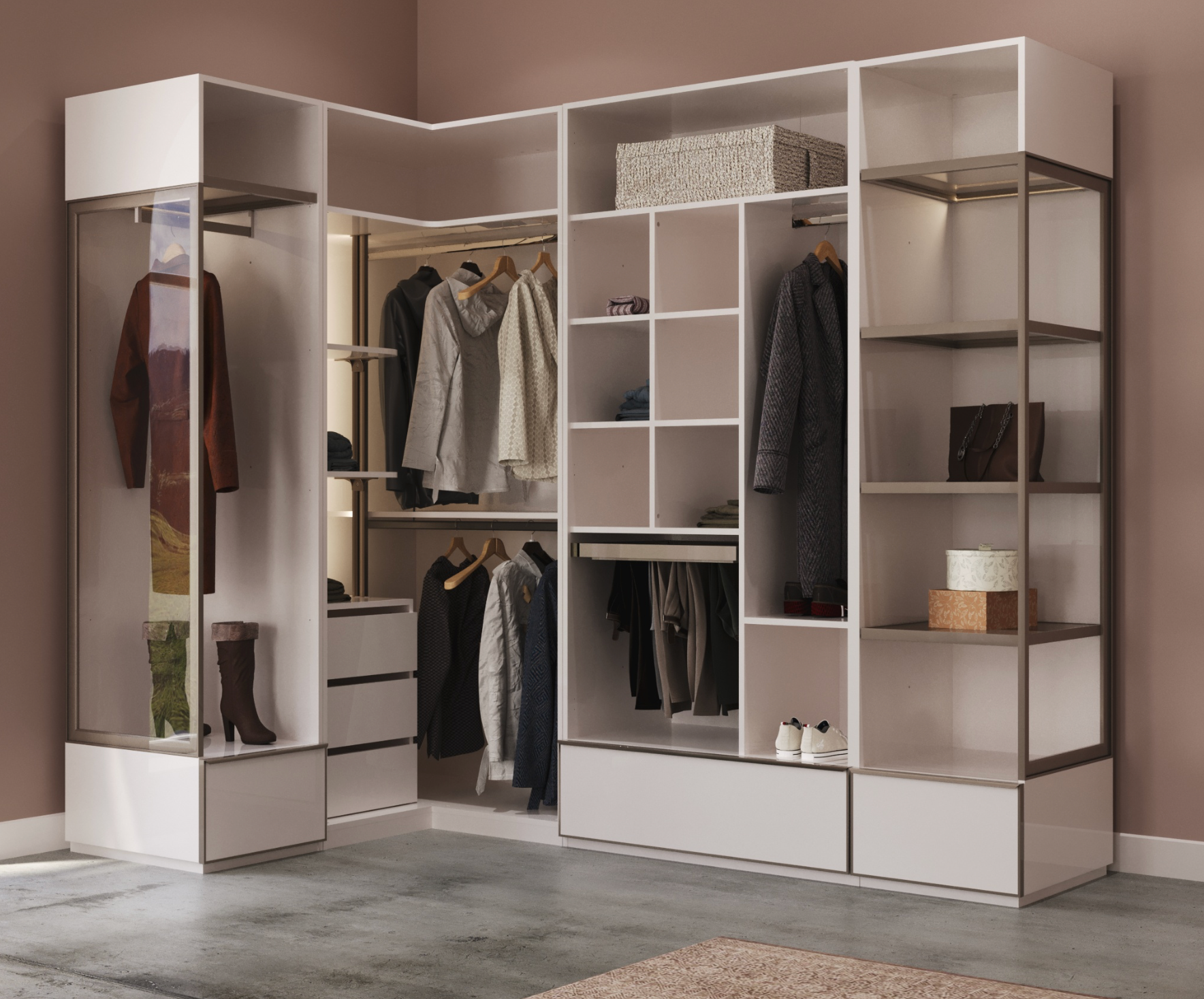 Dulap cu perete lateral de sticlă Dallas - 50 cm