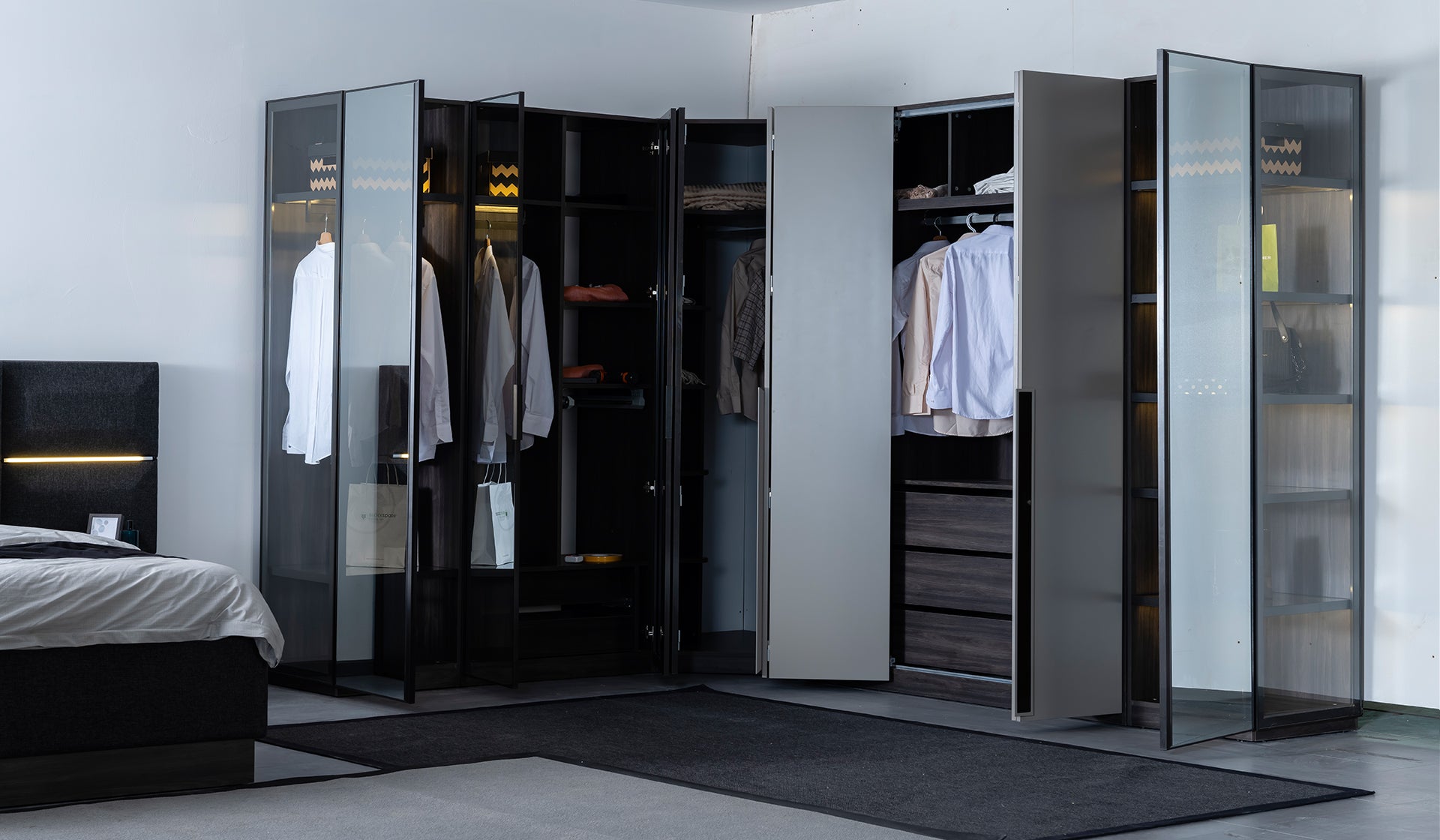 Dulap colț Astoria cu 1 usa de sticla