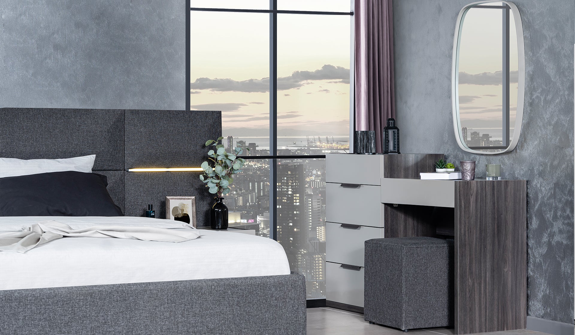 Masă de toaletă cu doua corpuri si oglindă Astoria