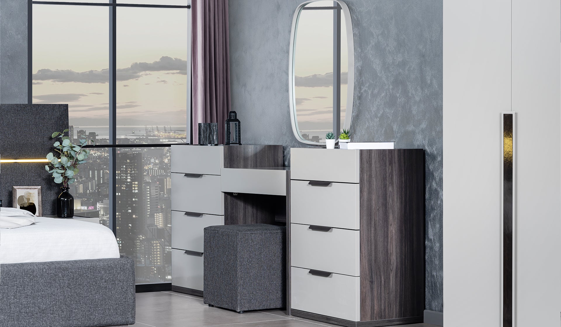 Masă de toaletă cu doua corpuri si oglindă Astoria