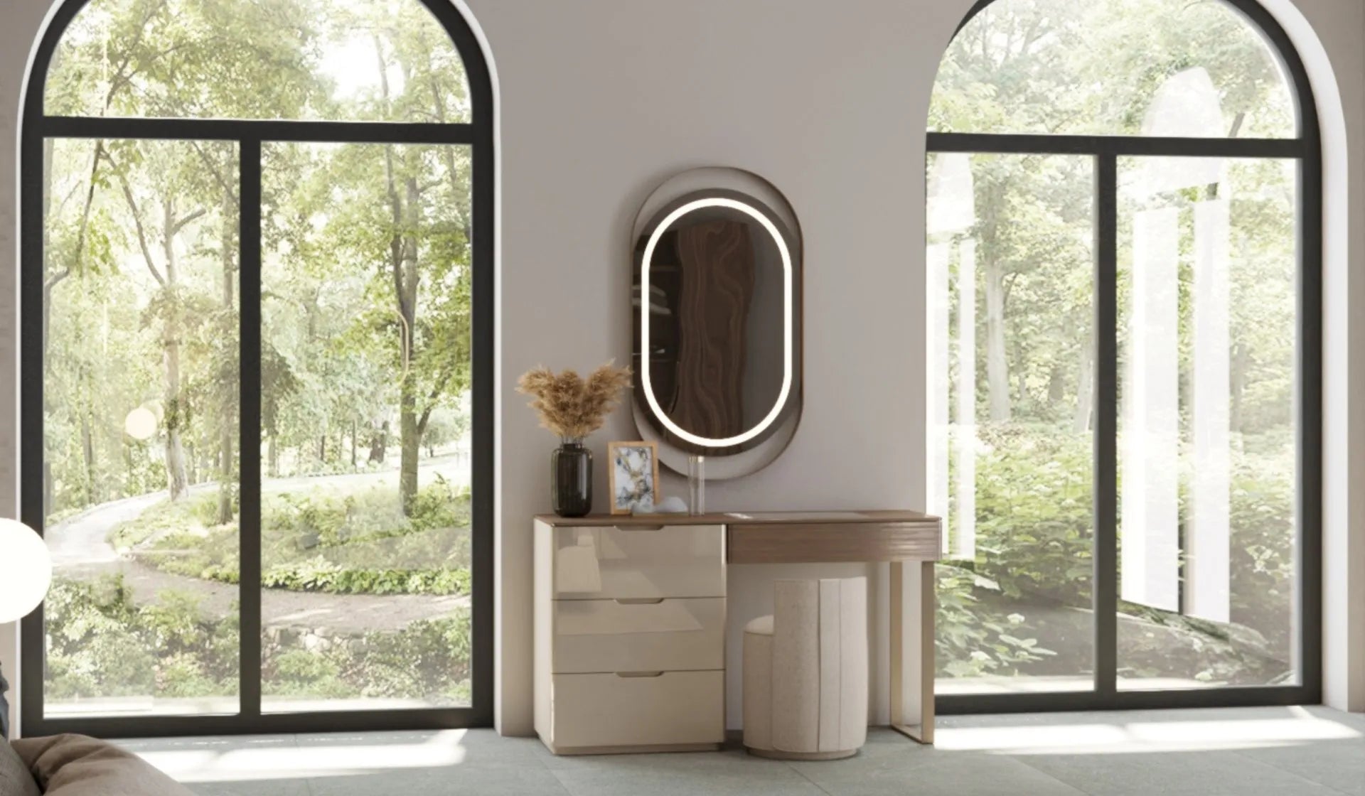 Masă de toaletă cu oglindă Bergamo