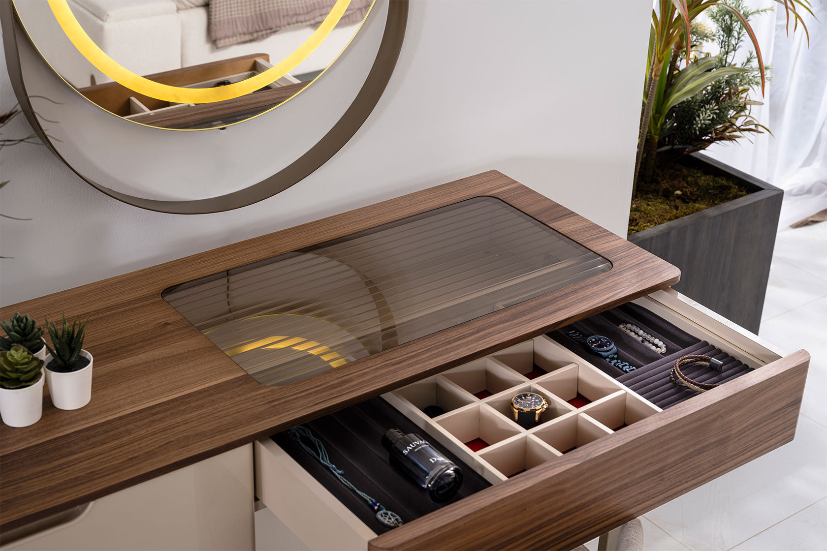 Masă de toaletă cu oglindă Bergamo