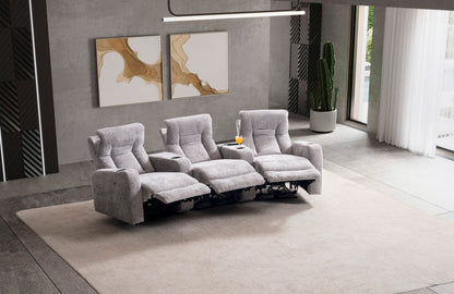 Trei fotolii recliner Cuba, extensibil electric, cu doua console intermediare
