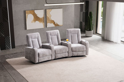 Trei fotolii recliner Cuba, extensibil electric, cu doua console intermediare