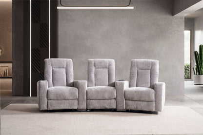 Trei fotolii recliner Cuba, extensibil electric, cu doua console intermediare